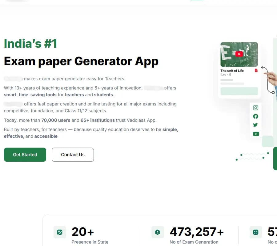 Ved Class is an online tuition and examination platform designed to provide virtual classrooms, live lectures, and seamless exam conduction. The system includes modules for student enrollment, course management, exam scheduling, and result tracking. This project is a clone I worked on for practice and learning purposes, replicating the core functionality of the original platform to understand its architecture and workflow.